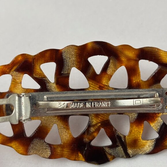 VTG Barrette Tortoise Shell Hair Clip France - Picture 3 of 5